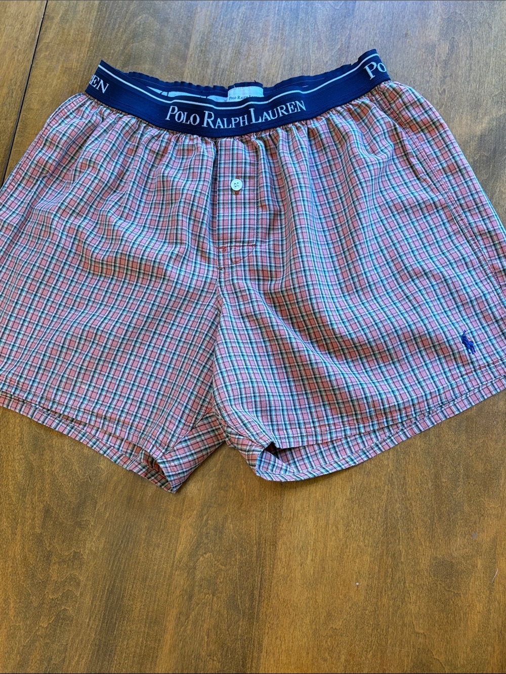 Polo by Ralph Lauren Muted Red and Blue Plaid Boxer Shorts, S
